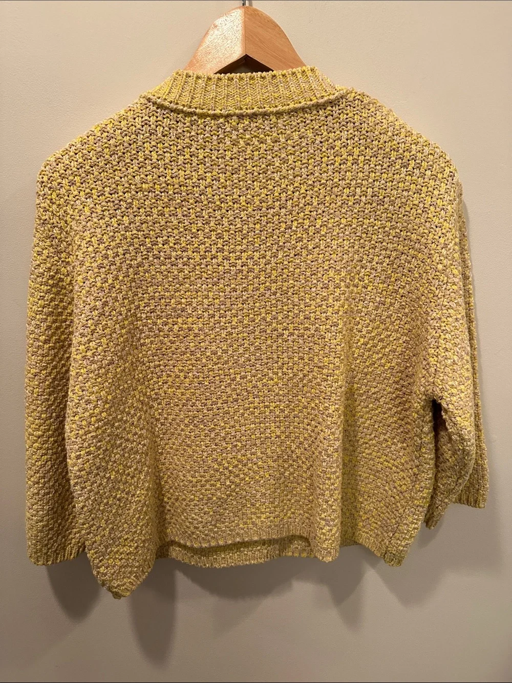 Zara Yellow Textured Knit Cardigan Sweater